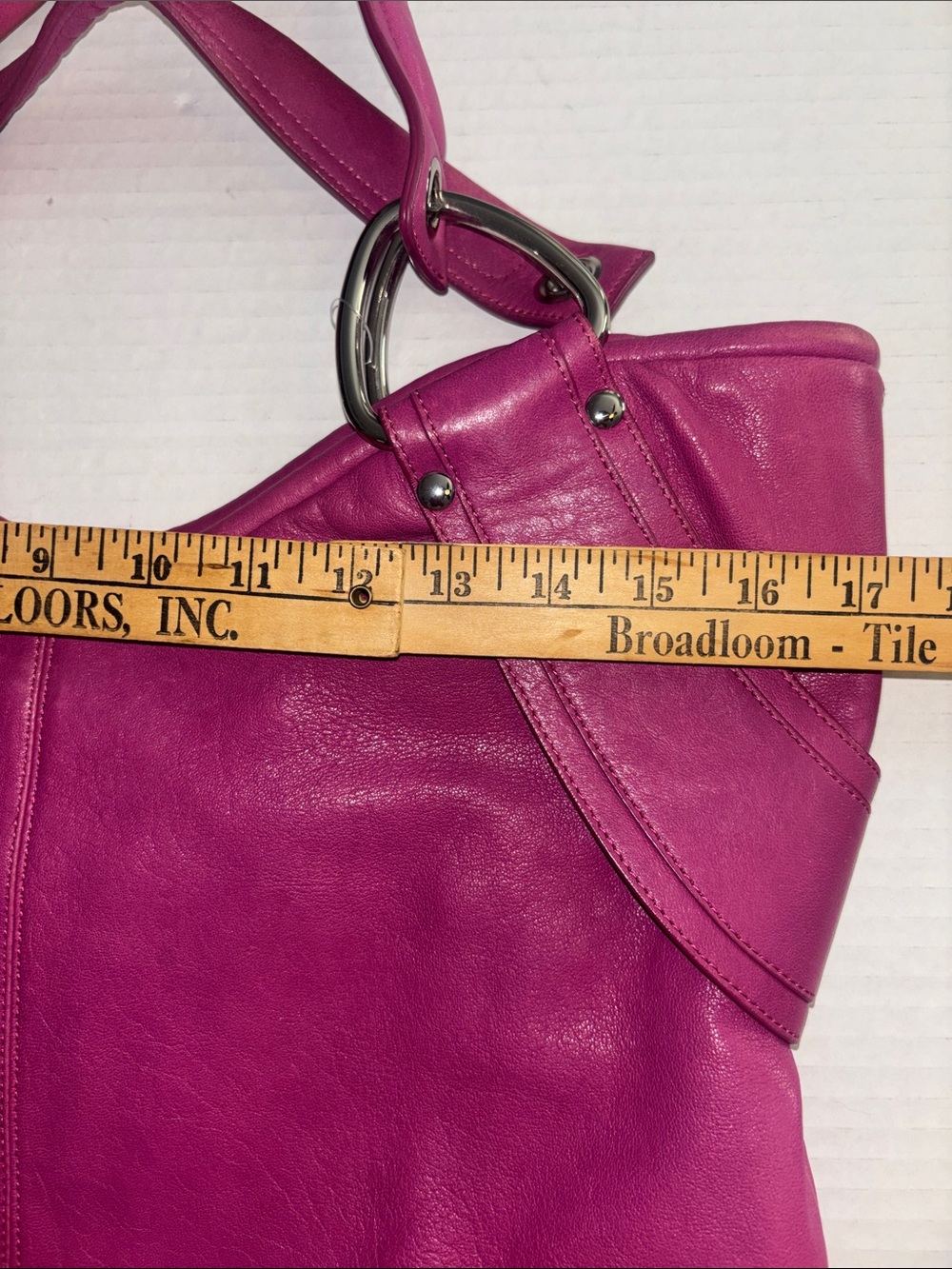 KOOBA BRAND…. MAGENTA PINK LEATHER SHOULDER BAG SILVER HARDWARE STUD DESIGN - Picture 9 of 11